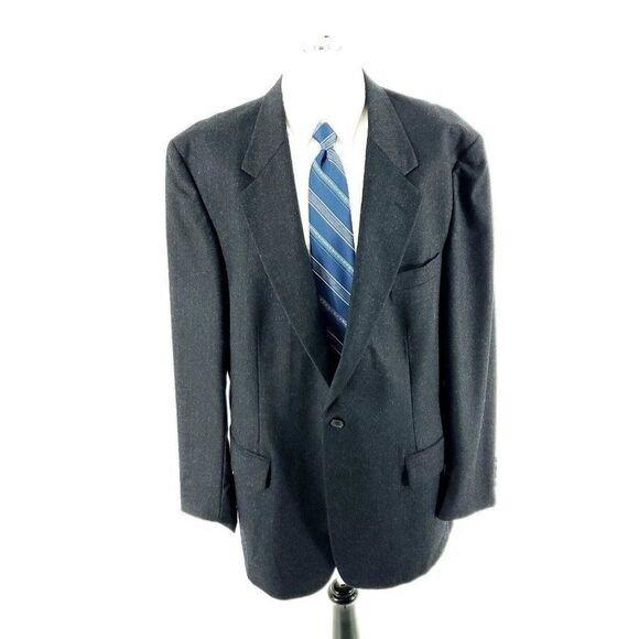 Savile Row Flannel Wool 2 Button Blazer 46L Gray - Picture 3 of 13